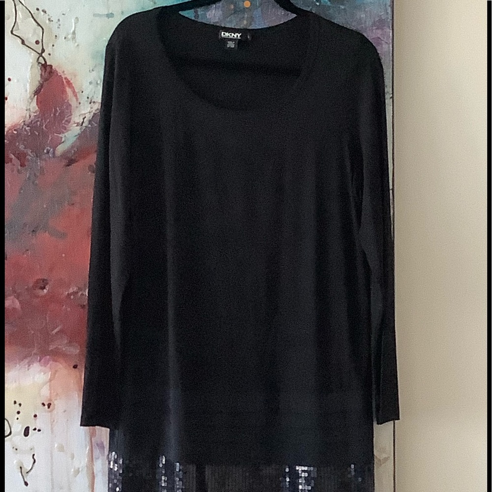 DKNY Black Sequin bottom dress size L